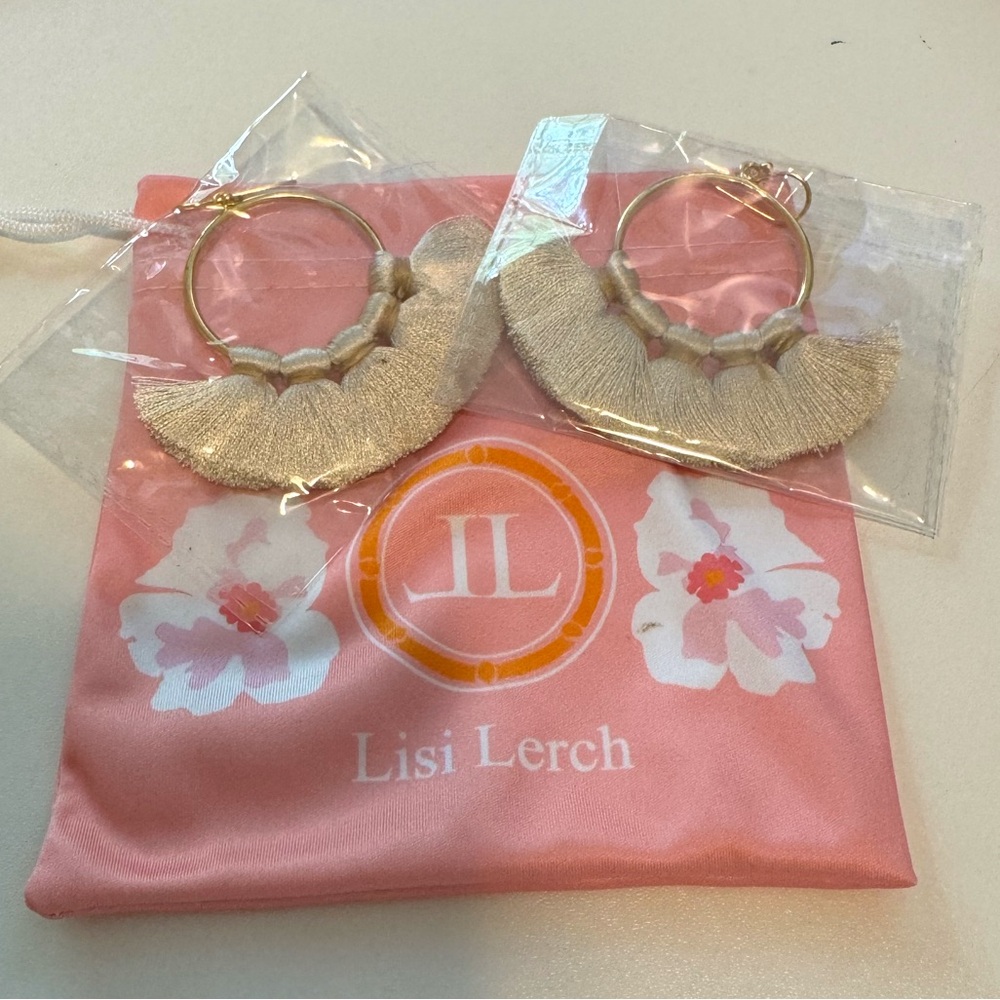 NWT - Lisi Lerch Izzy Game Day Earrings in Latte with jewelry pouch